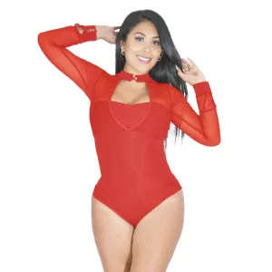 Body faja reductora manga larga color rojo