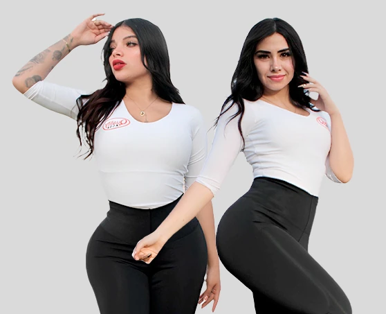 Leggins negros levanta pompa conbinados con blusa blanca marca Quality Moda en color blanco