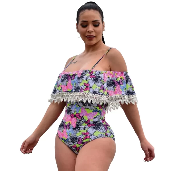 Traje de baño con faja interna de olanes tipo butterfly